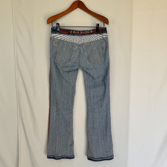 Rock Revival Cole Easy Boot Low Rise Distressed  Embroidered Y2K Jeans Size 28 - Picture 10 of 16
